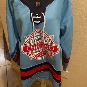 NASCAR Chicago Street Race Weekend Hockey Style Jersey Light Blue Lace Up Size L